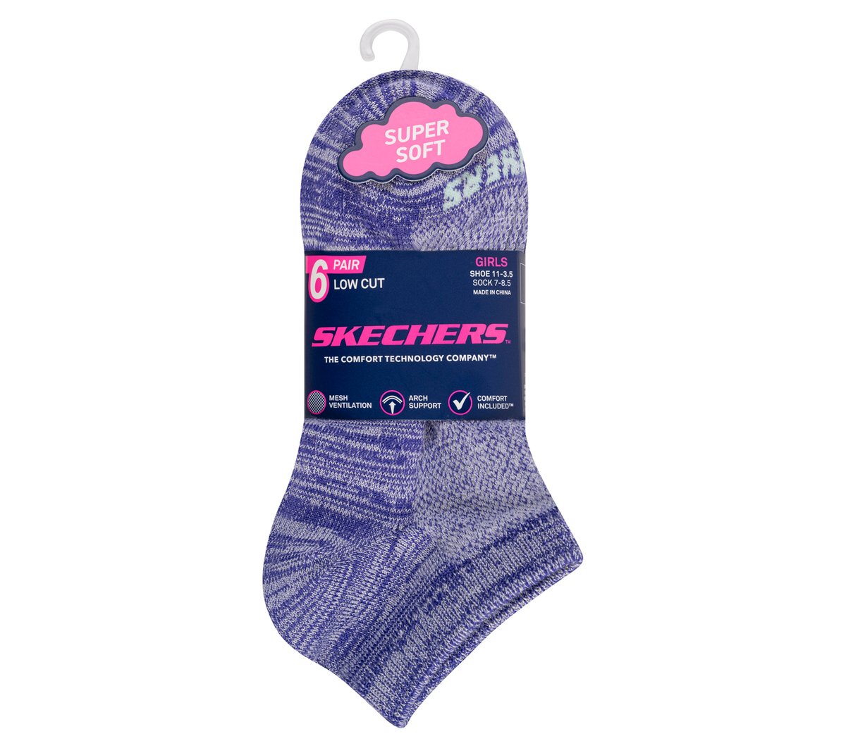 Skechers | 6 Pack Girls' Low Cut Color Stripe Socks