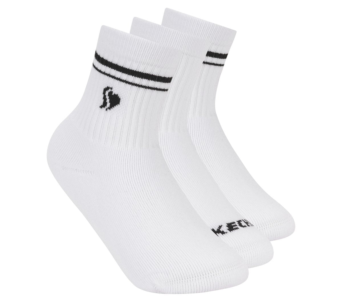 Skechers | 3 Pack Girls' Low Crew Ribbed Socks